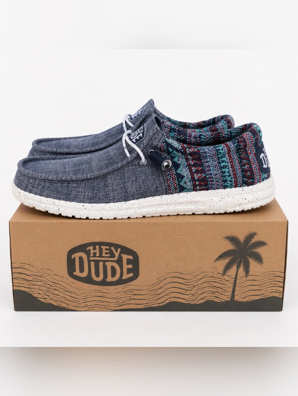 Hey Dude Wally Funk Jacquard Tribe Men's Slip On Loafers Blue US 12 M EU 45